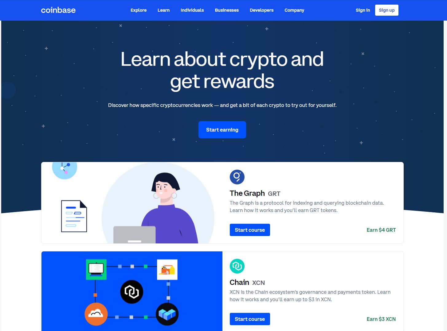 Learn about crypto and get rewards – Coinbase