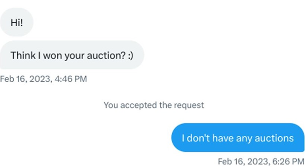 The auction winner reportedly contacted Luke Dashir, only to discover he was not involved with the sale. Source: Luke Dashir