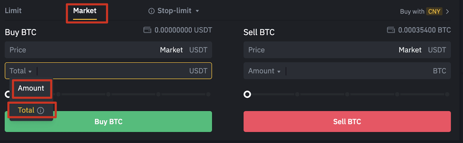 Market order in crypto trading