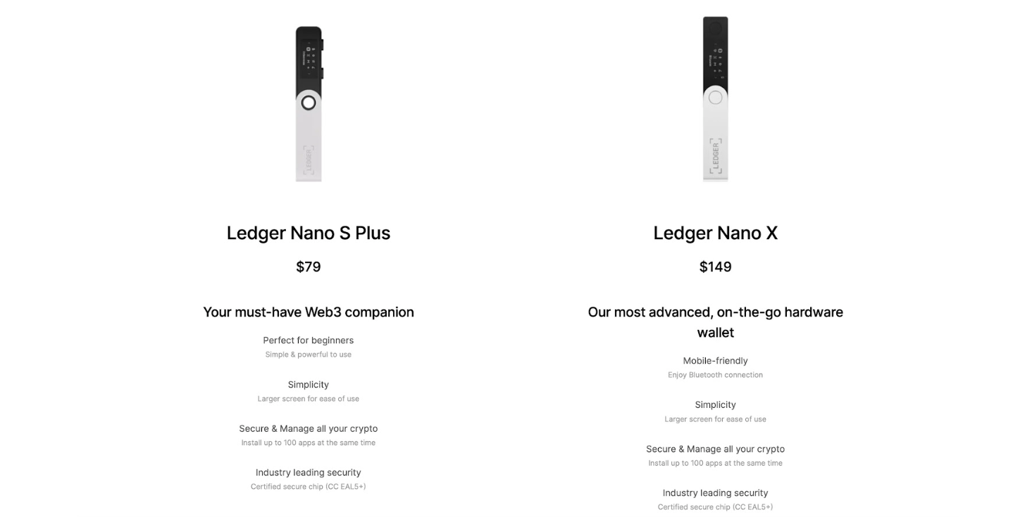 Ledger Nano X vs. Nano S Plus. Source: DataWallet